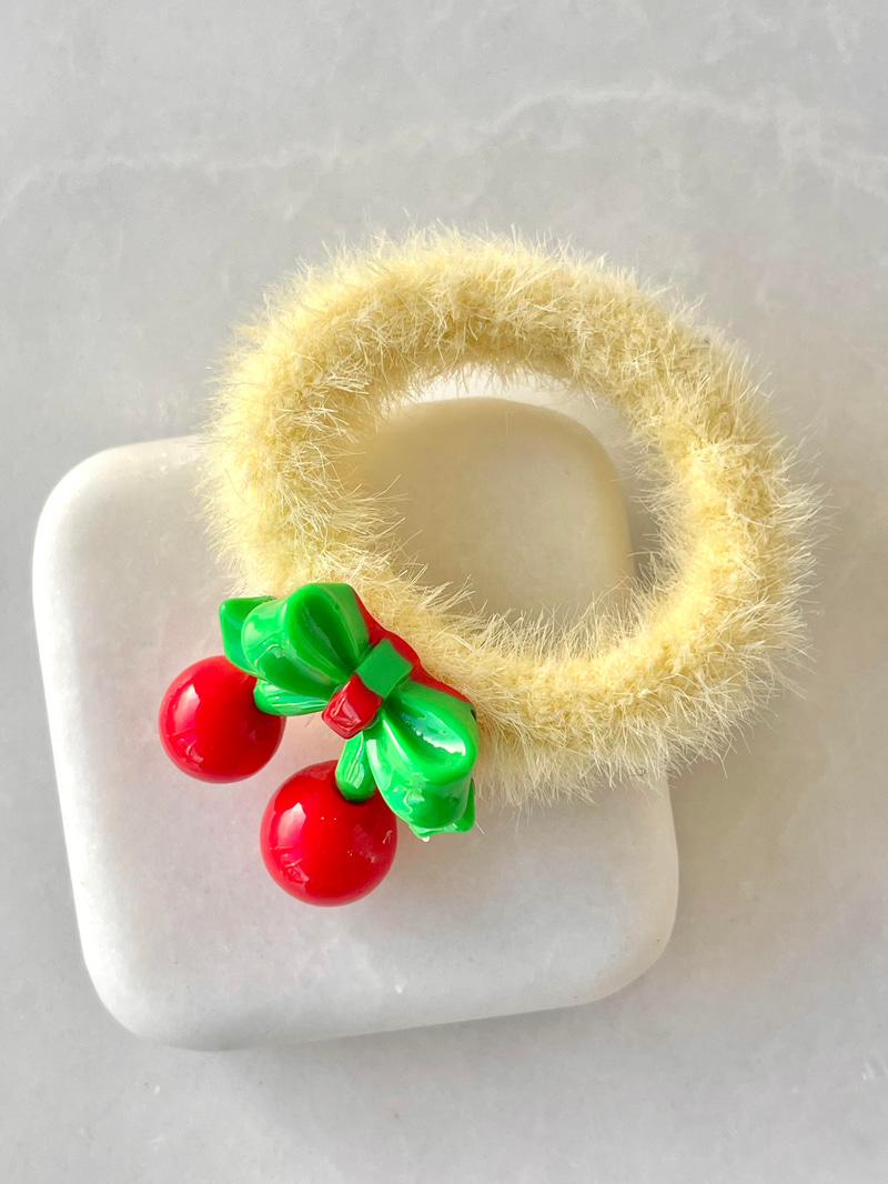 Kirazlı Scrunchie Toka Sarı