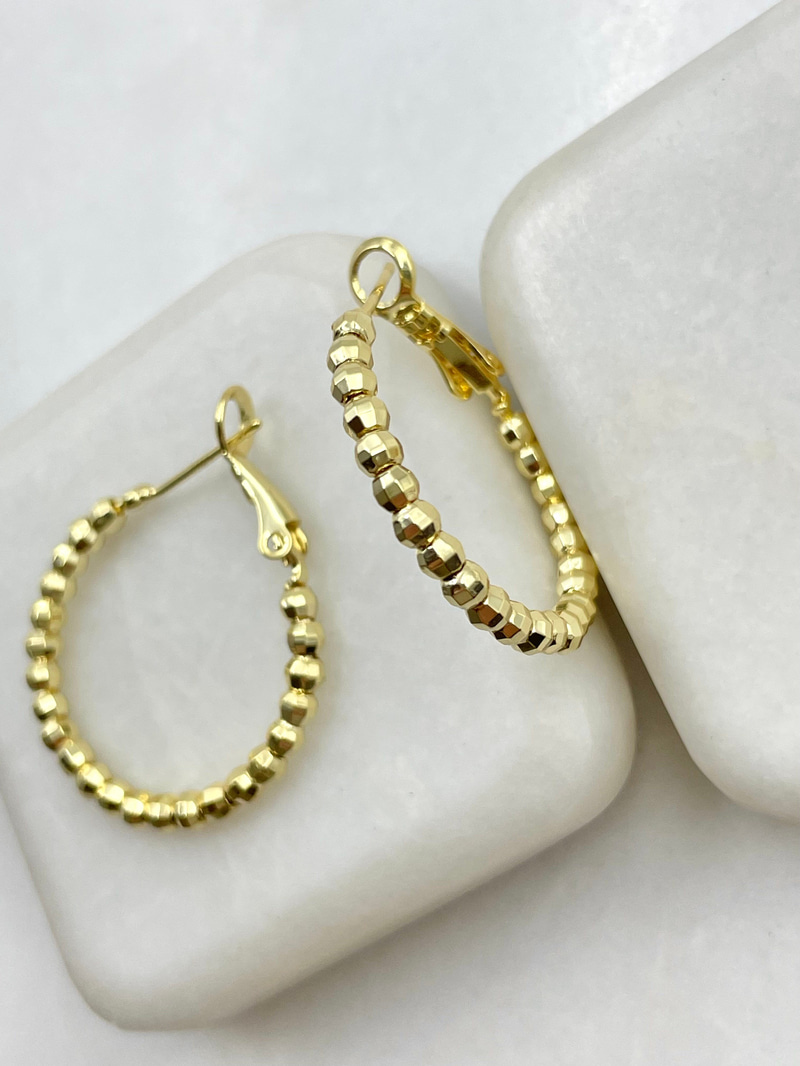 Işıltılı Minik Topçuk Halka Küpe 2.6 cm Gold