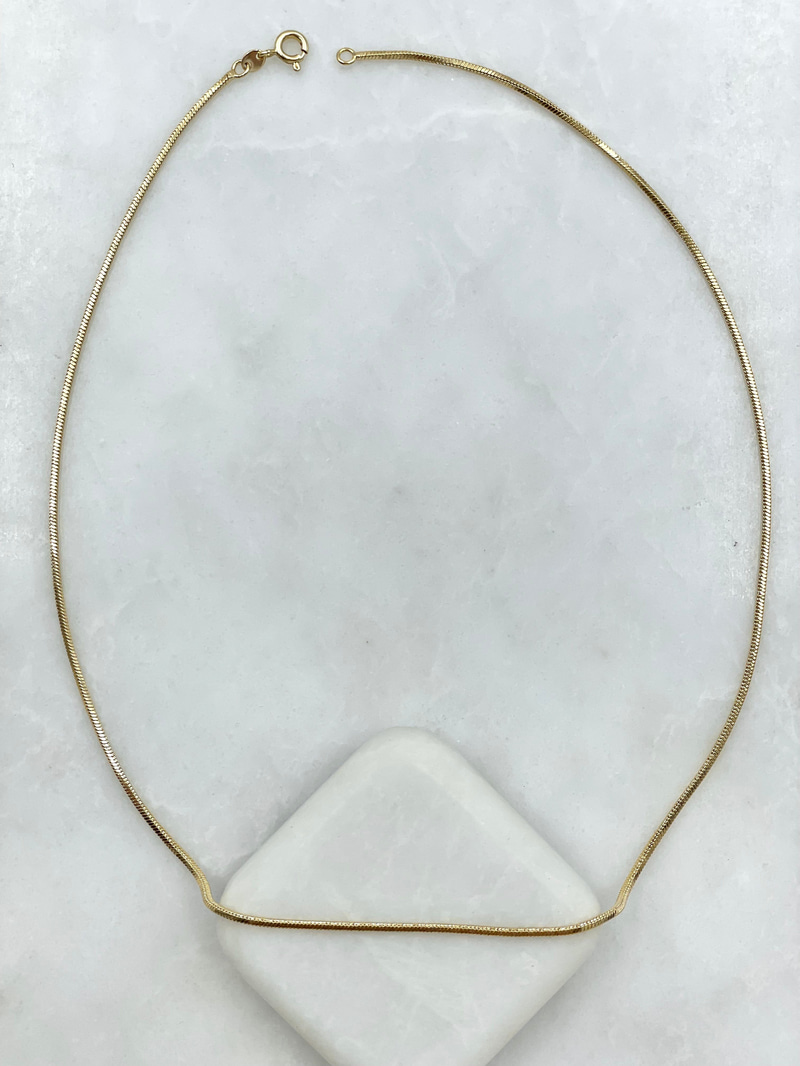 Özel Seri Minimal Küp Yılan Zincir Kolye 45 cm Gold