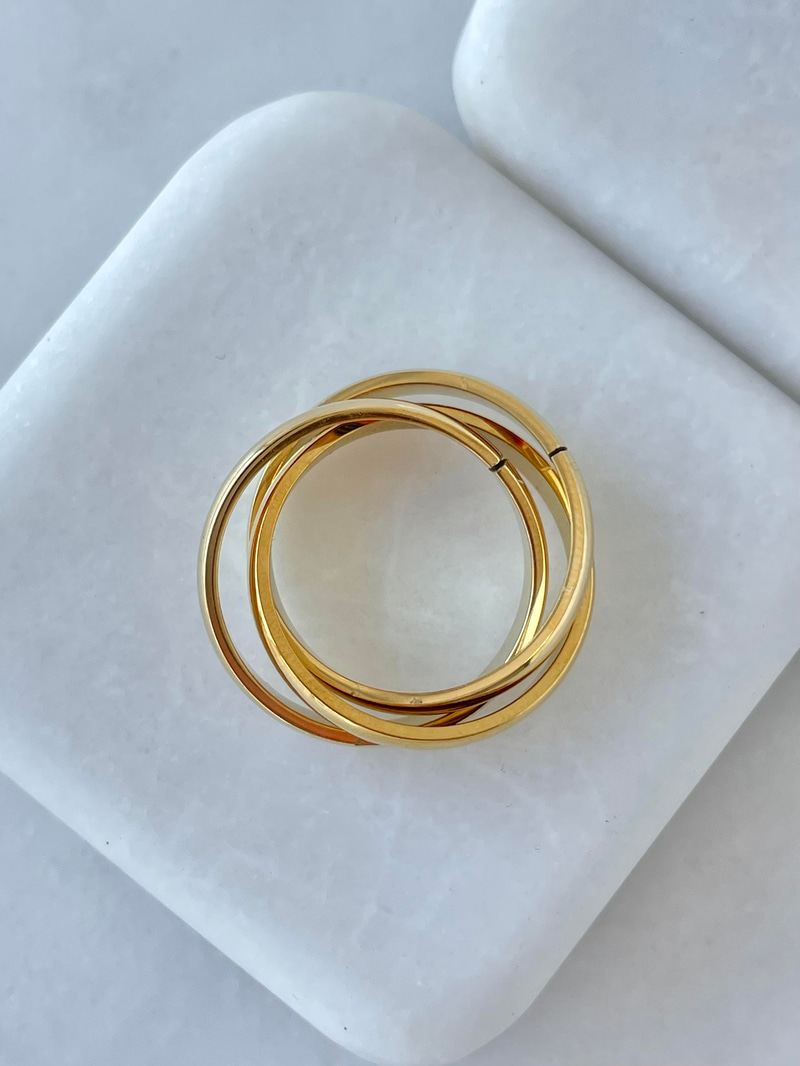 Çelik Üçlü Çapraz Yüzük Gold