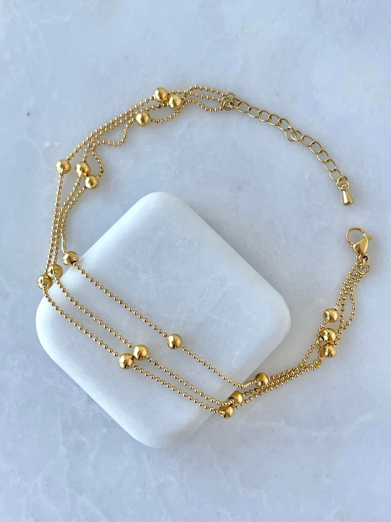 Çelik Üç Sıra Topçuklu Halhal Gold