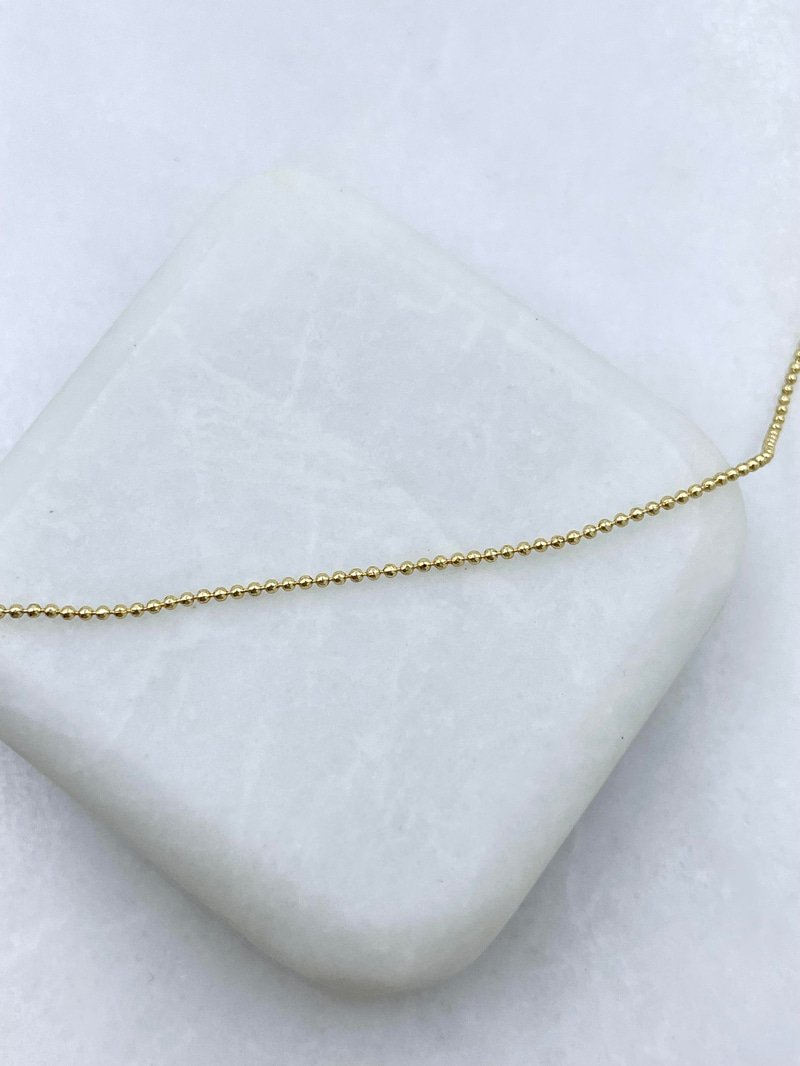Altın Kaplama Minimal Topçuk Zincir Kolye 45 cm Gold