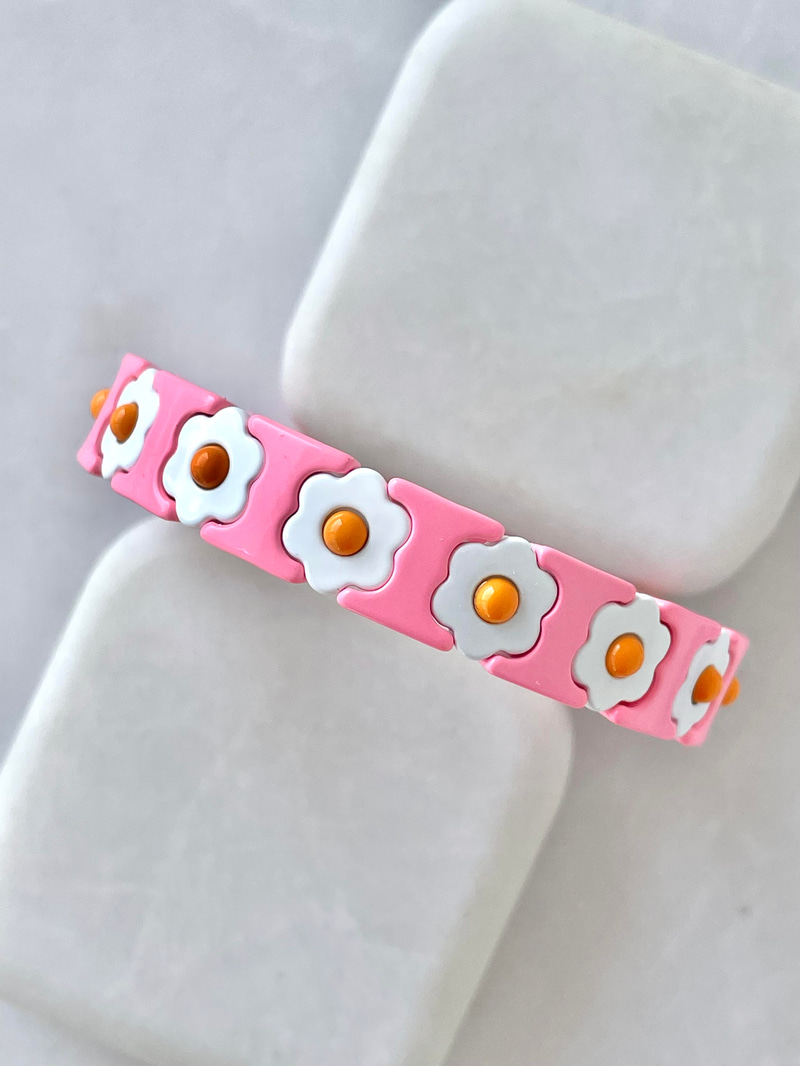 Papatya Model Porselen Bileklik Pembe