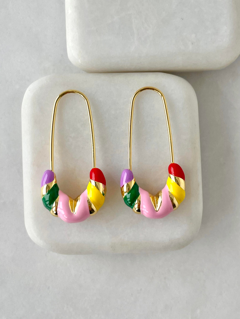 Mineli Renkli Çanta Küpe