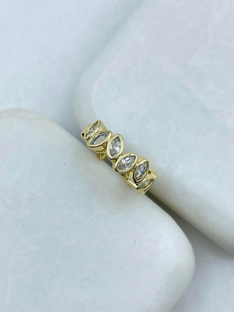 Altın Kaplama Asimetrik Kristal Taşlı Kıkırdak Küpe Gold