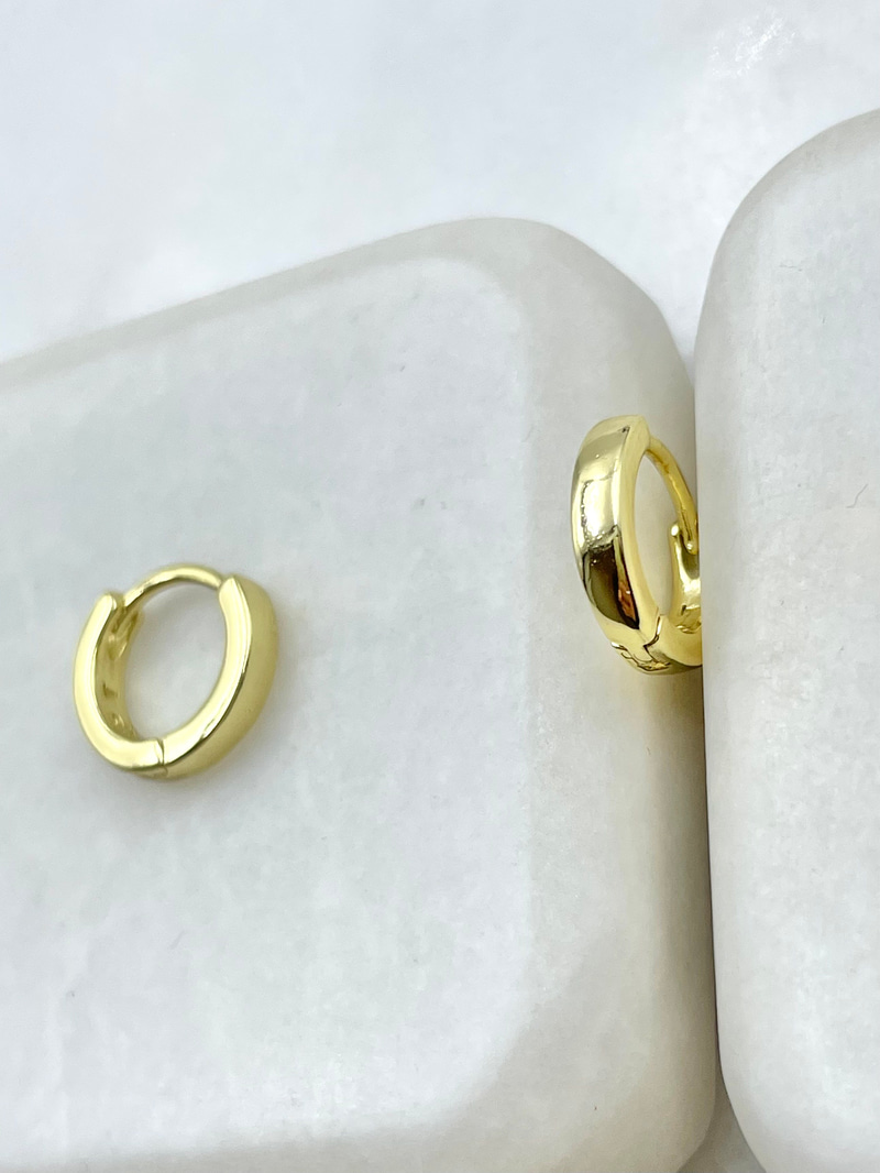Özel Seri Kare Kesim Bombe Halka Küpe 1 cm Gold