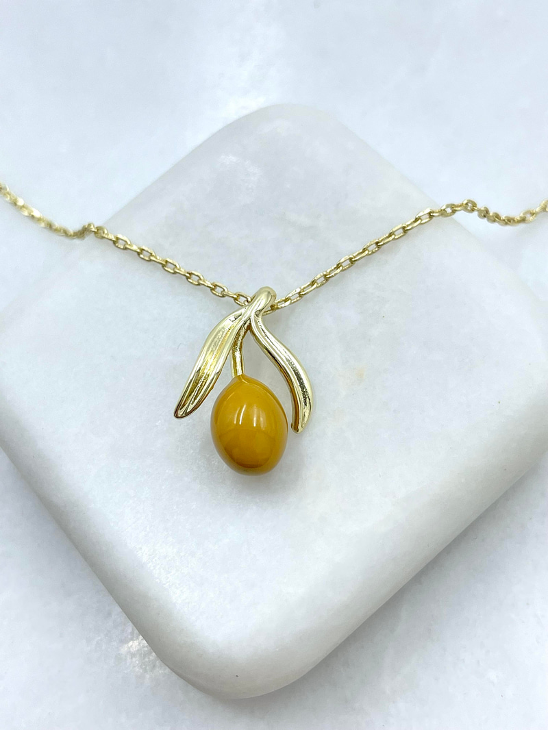 Altın Kaplama Zeytin Kolye 50 cm Gold