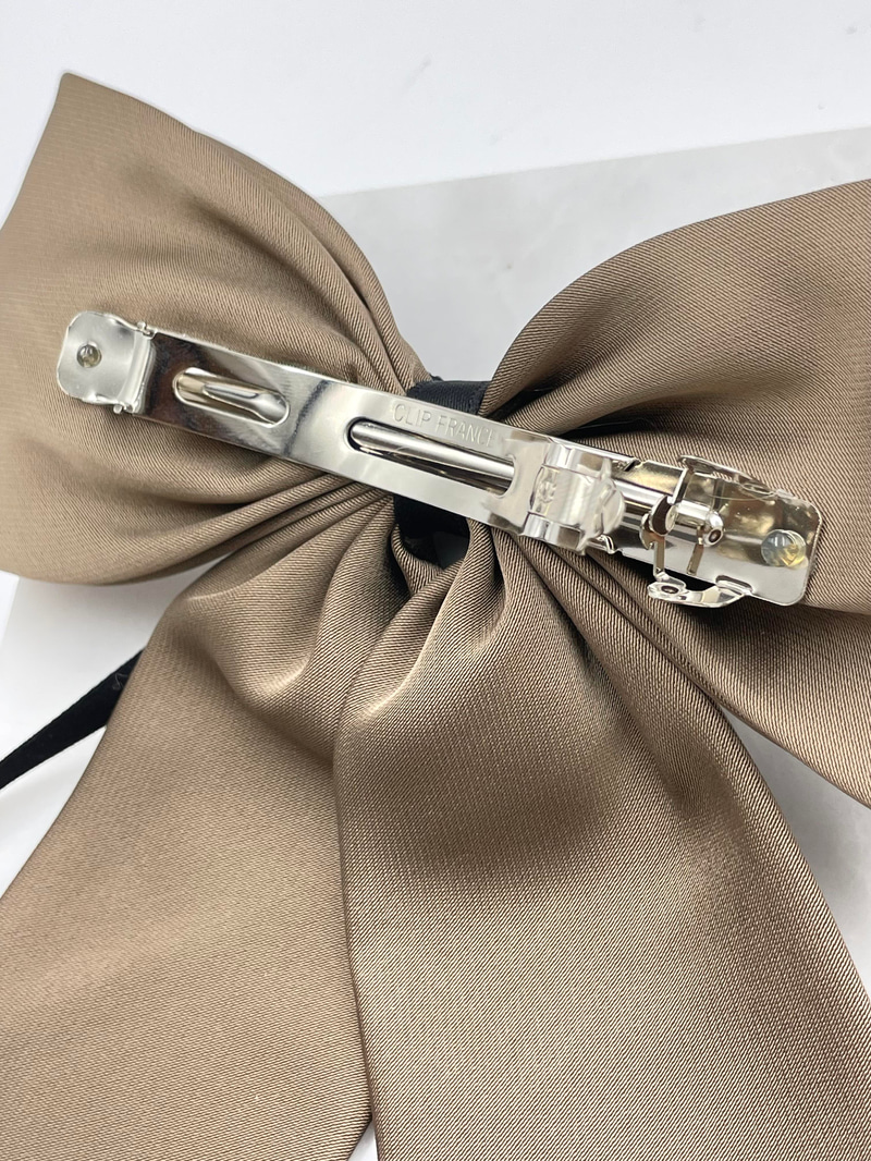 Kristal Taşlı Premium Saten Otomatik Toka Vizon