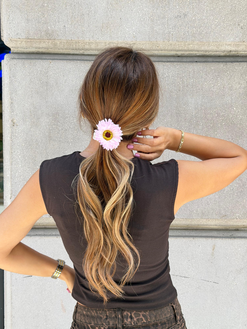 Kasımpatı Scrunchie Toka Toz Pembe