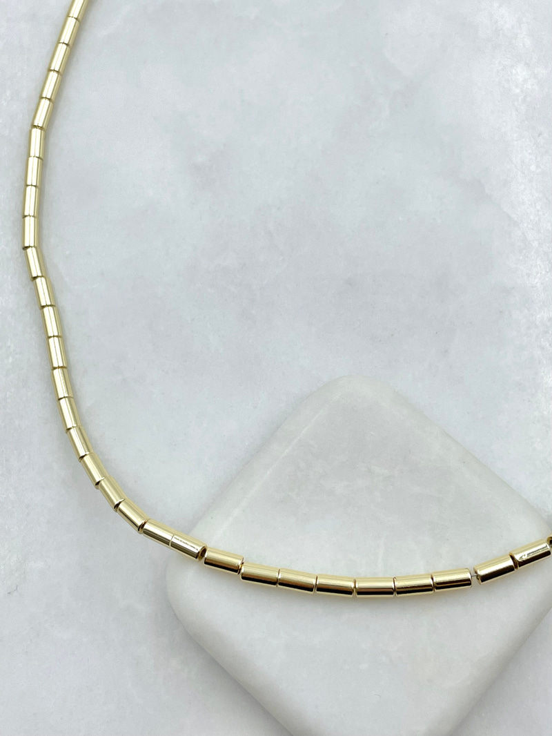 Boru Boncuk Kolye Gold