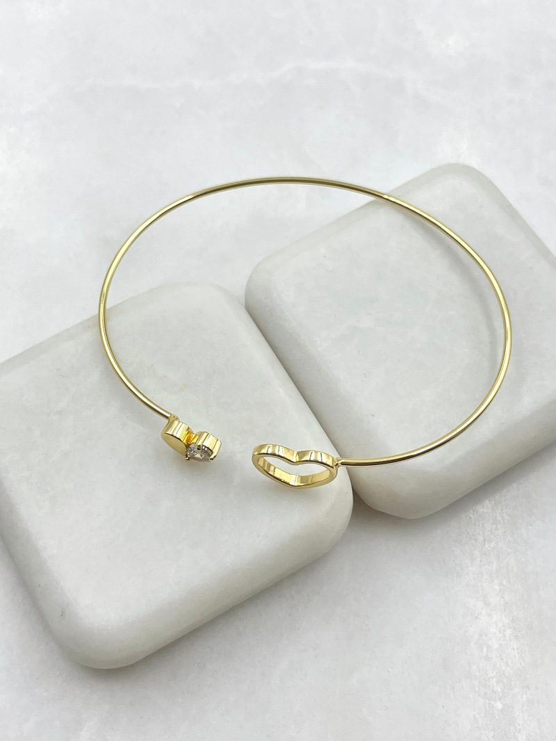 Kristal Kalp Birleşim Minimal Kelepçe Gold