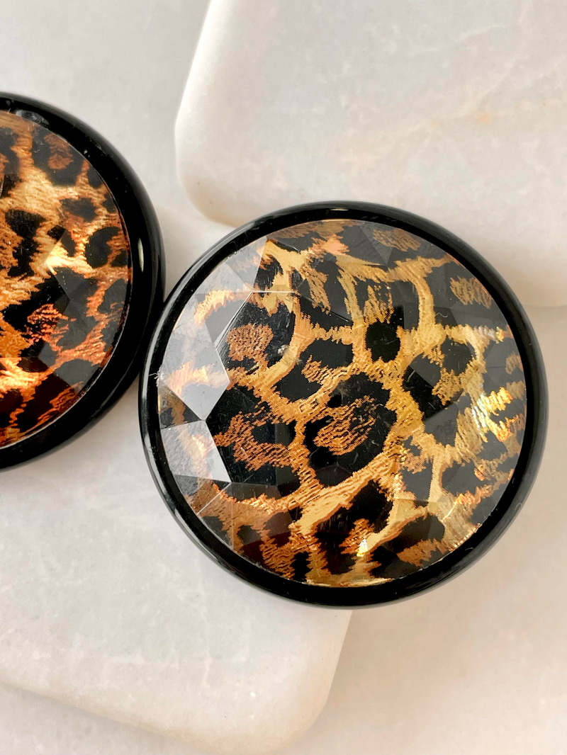 Yansımalı Leopar Daire Küpe