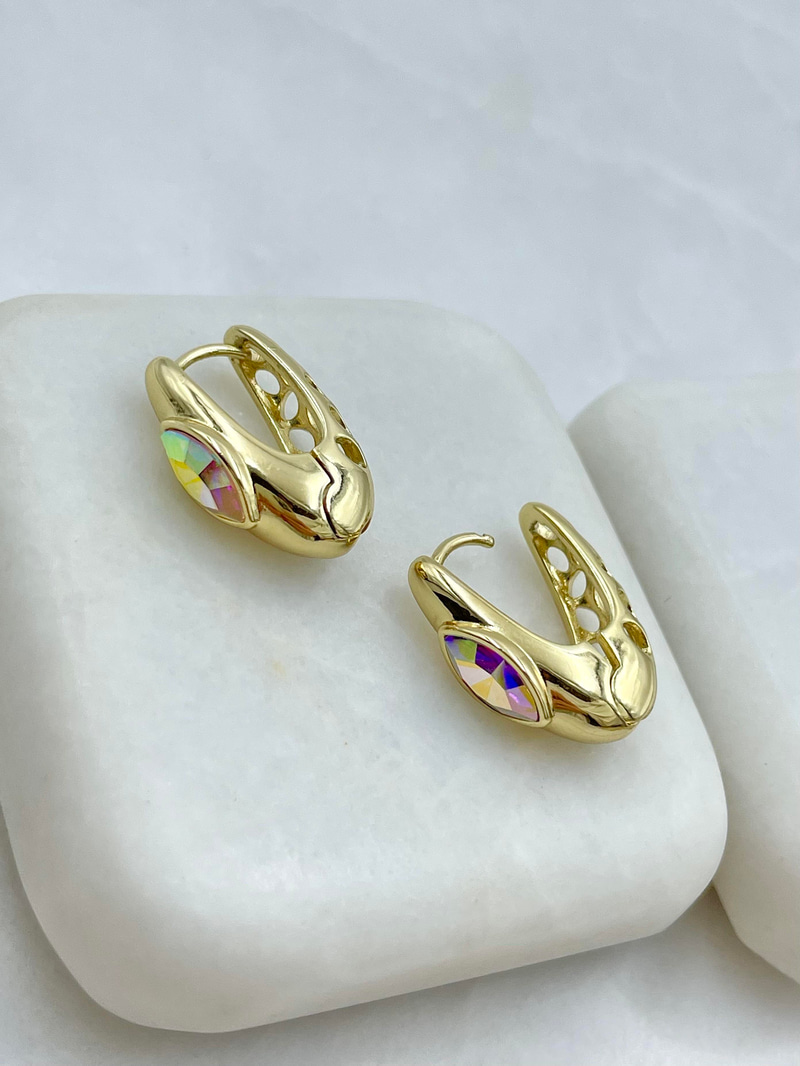 Özel Seri Damla Model Swarovski Küpe Gold
