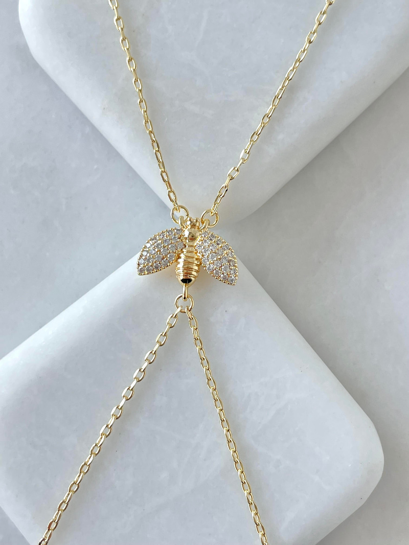 Altın Kaplama Gömme Taşlı Arı Model Şahmeran Gold