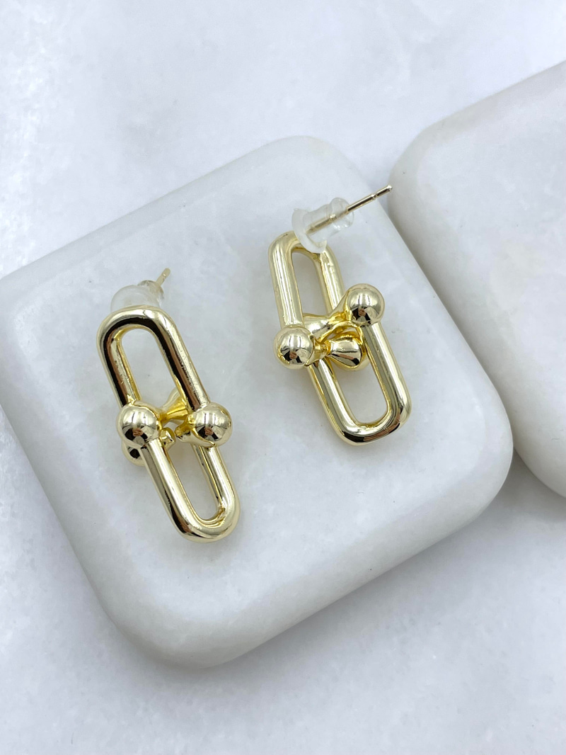 Altın Kaplama Topçuklu Tasarım Model Küpe Gold