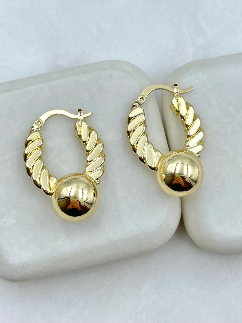 Topçuk Detay Burgu U Küpe Gold
