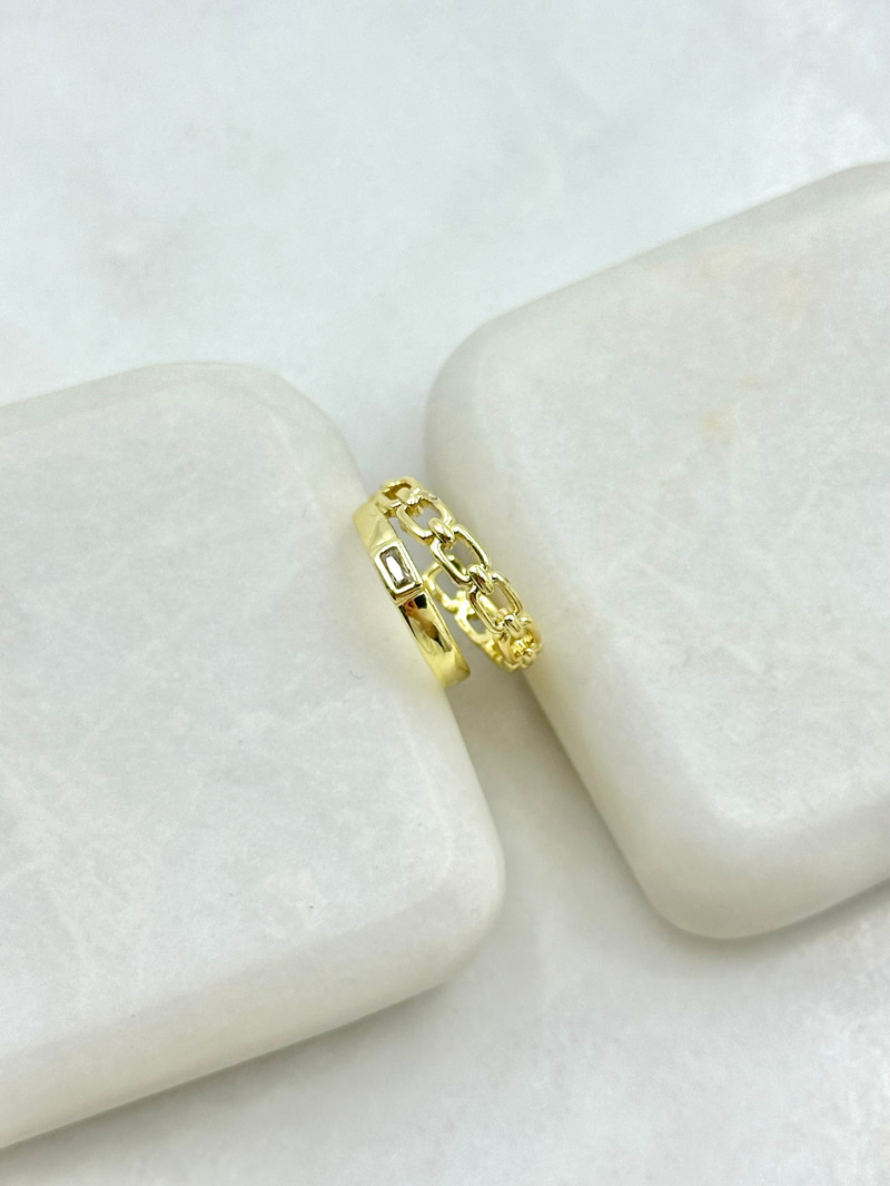 Kristal Taşlı Zincir Model Kıkırdak Küpe Gold