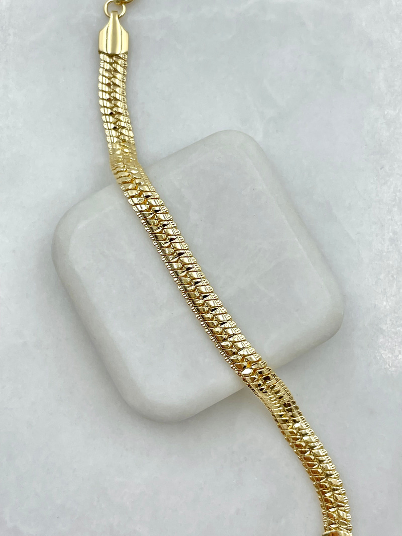 İtalyan Ezme Zincir Bileklik Gold