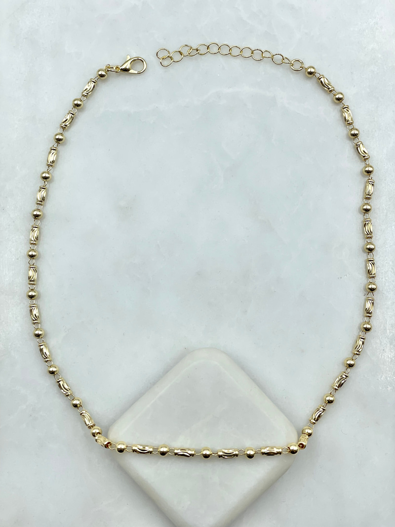 Topçuk ve Boru Zincir Kolye Gold