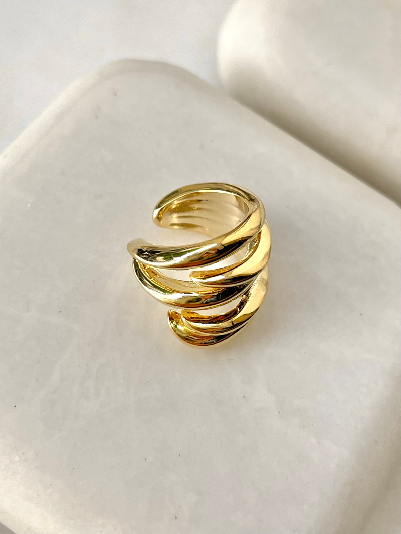 Çoklu Görünüm Asimetrik Kıkırdak Küpe Gold