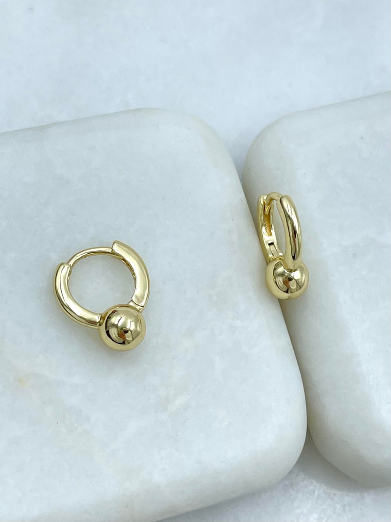 Altın Kaplama Topçuk Model Halka Küpe Gold
