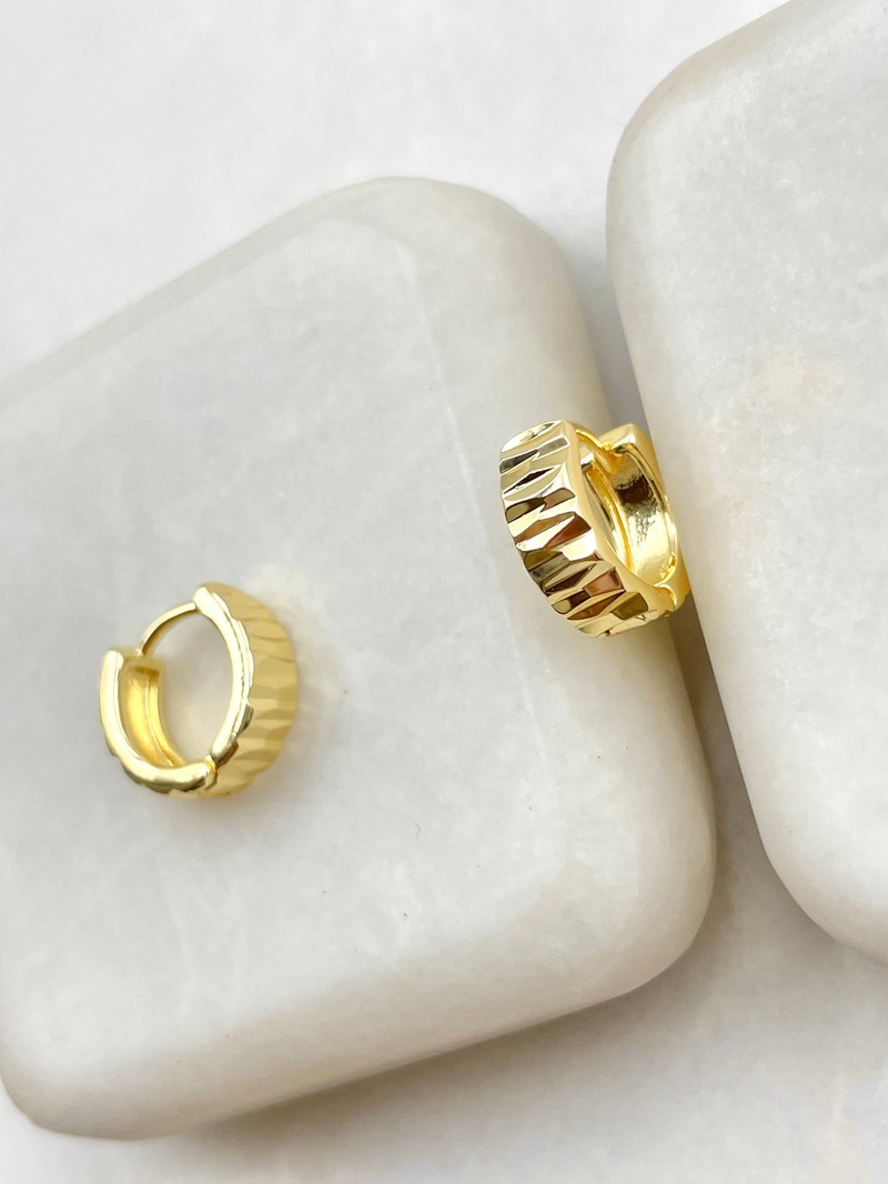 Yansımalı Halka Küpe 1.2 cm Gold