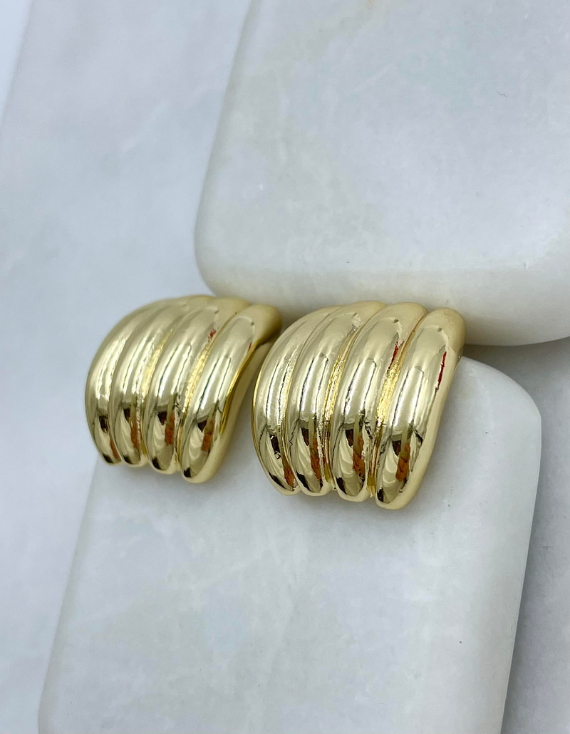 Altın Kaplama Bombeli Sütun Model Küpe Gold