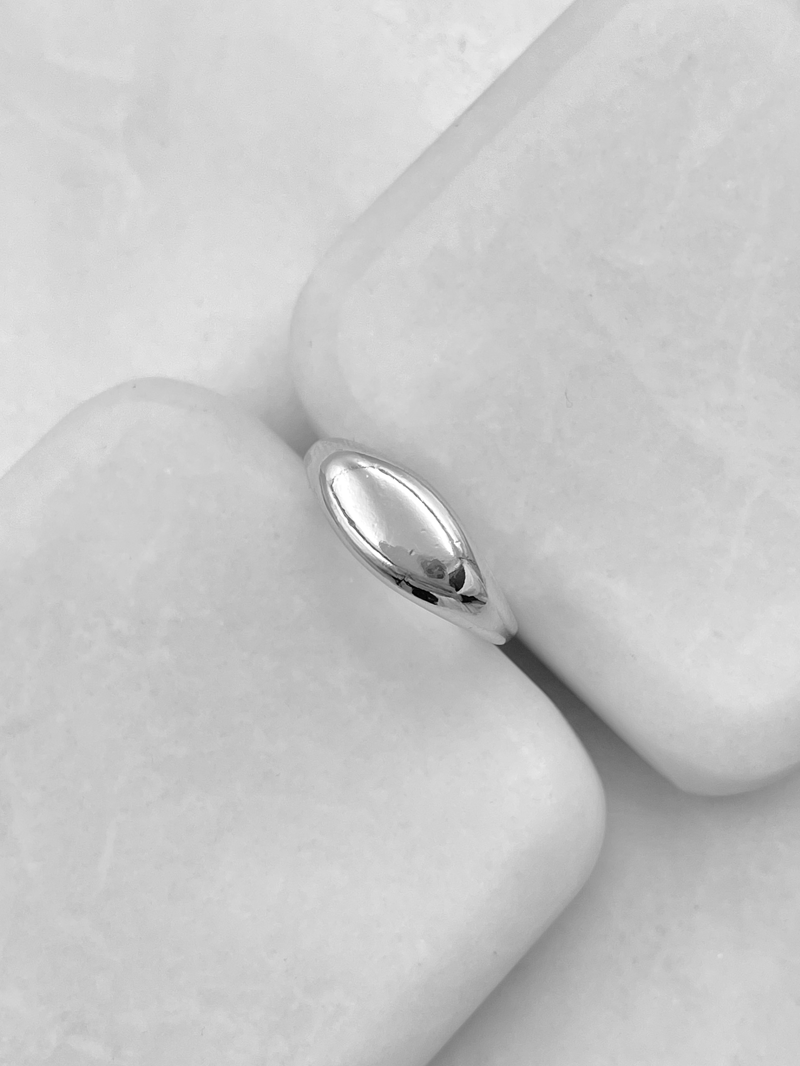 Altın Kaplama Bombe Oval Model Serçe Parmak Yüzüğü Gümüş