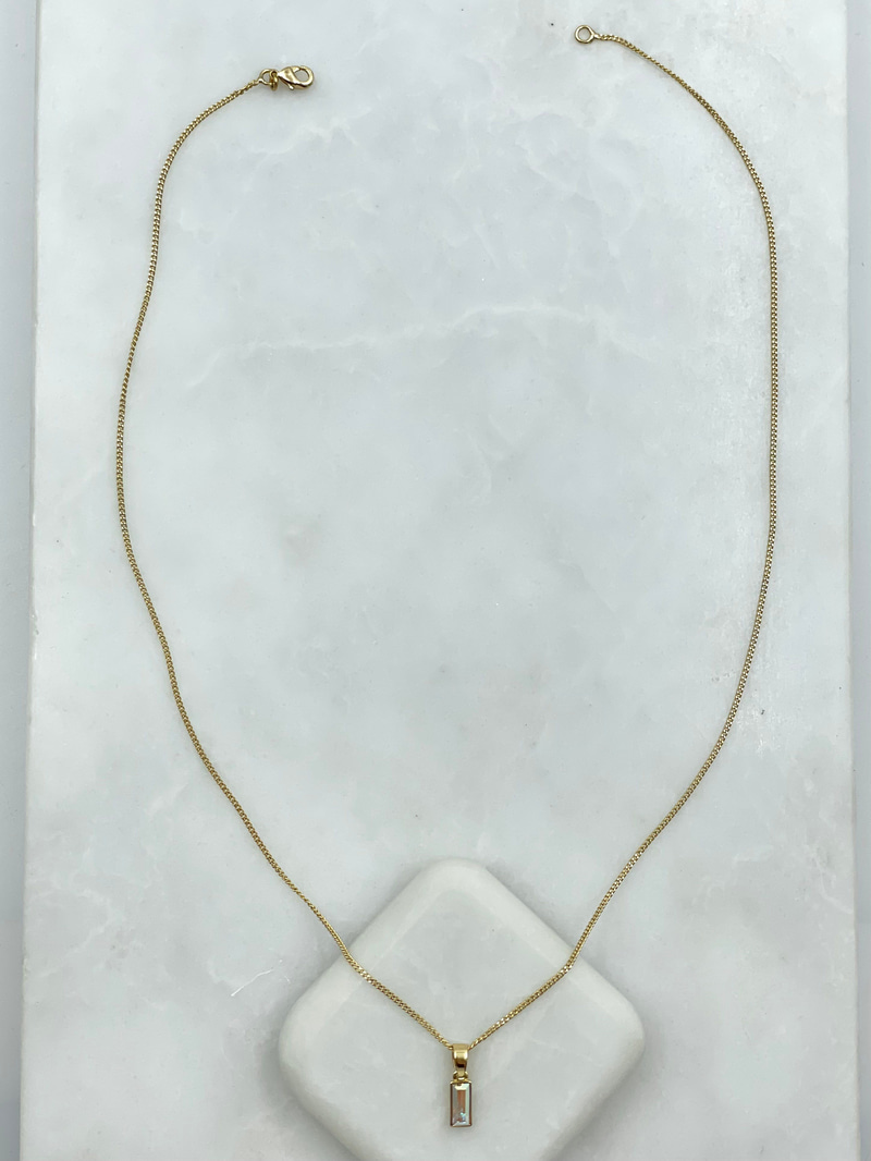 Özel Seri Minimal Swarovski Sallantılı Kolye 45 cm Gold