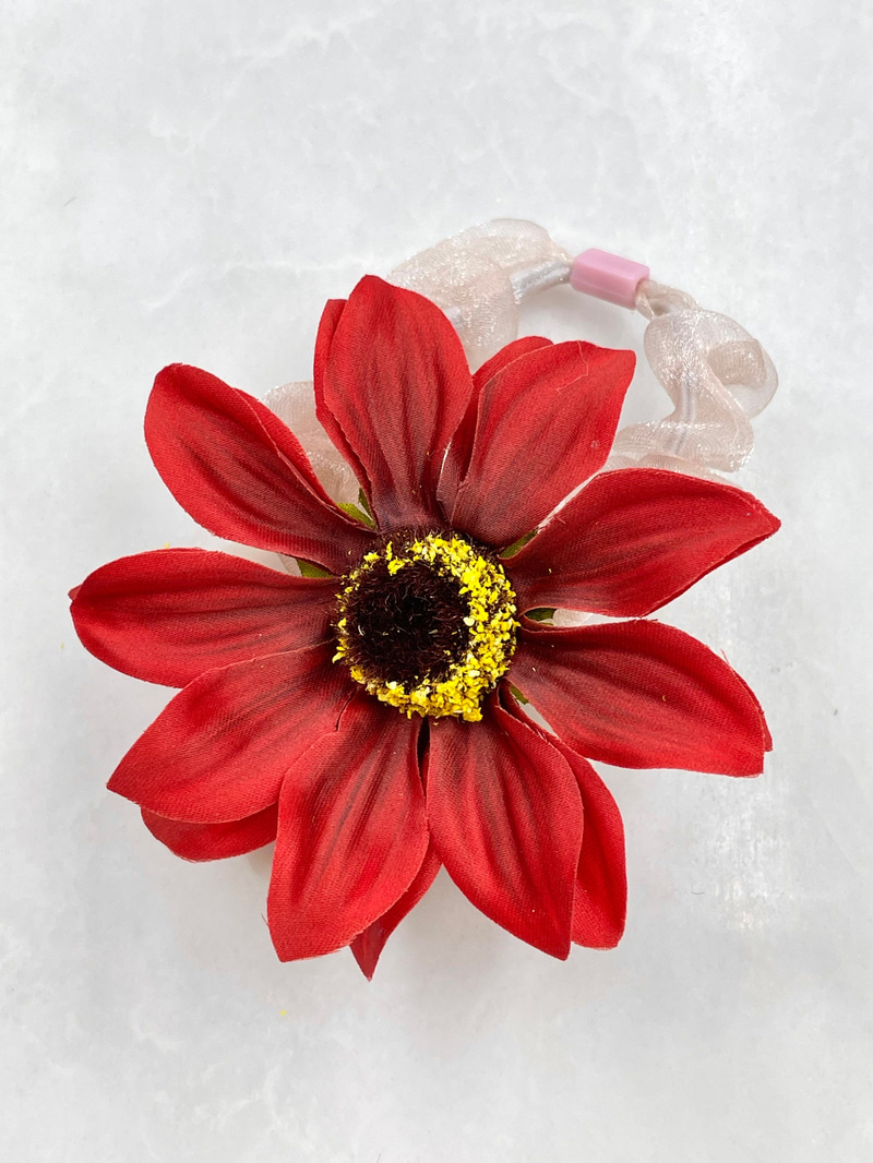 Ayçiçeği Scrunchie Toka Kırmızı