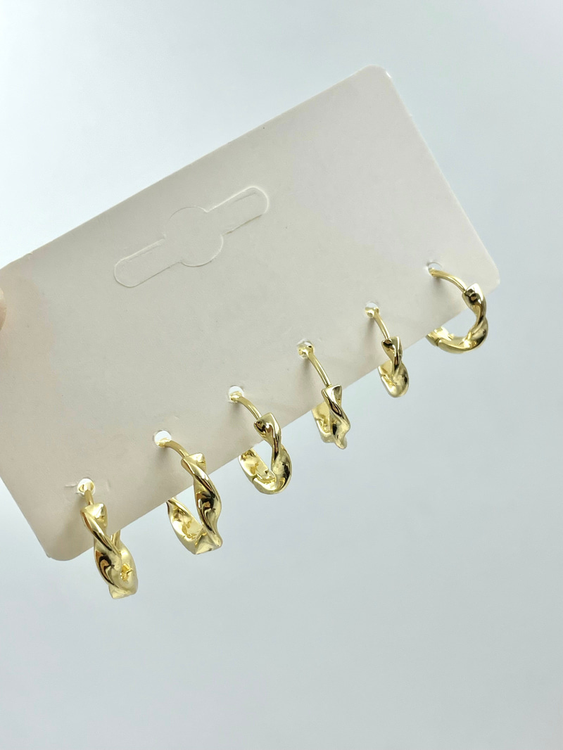Burgu Model Altılı Set Küpe Gold