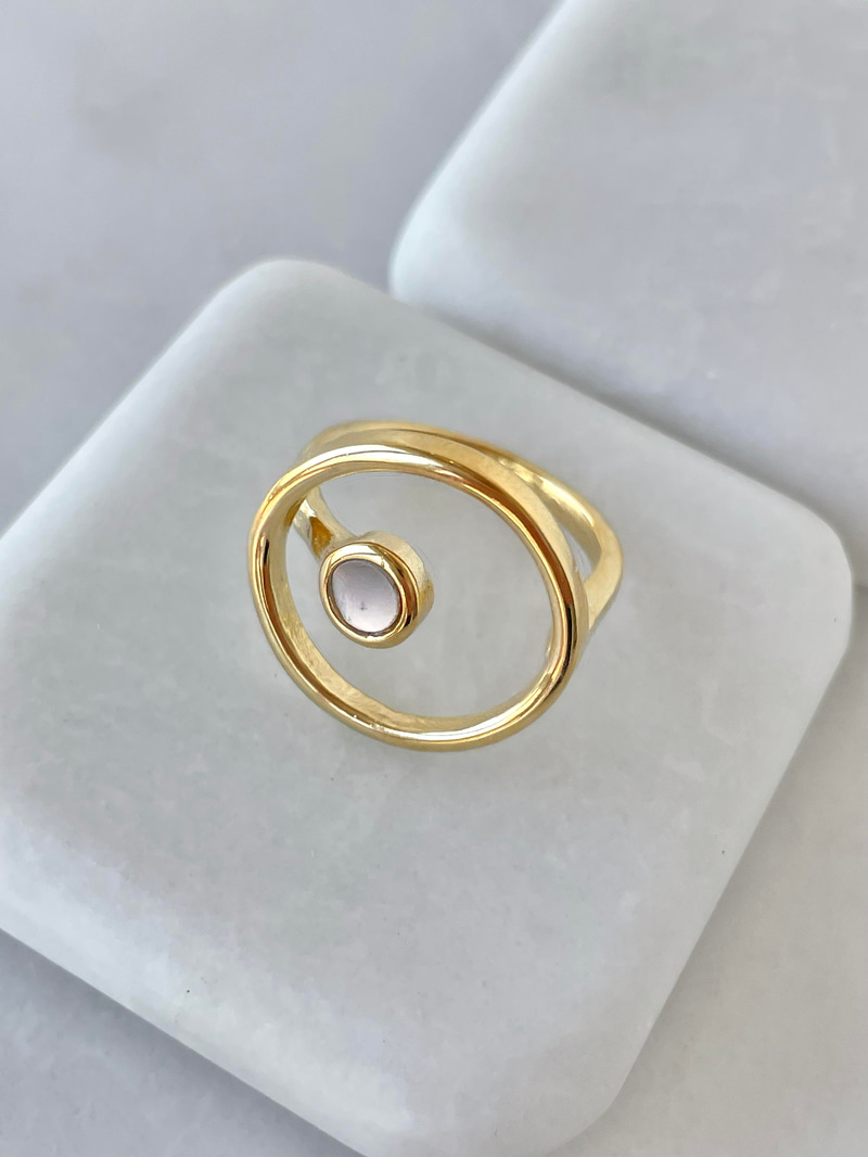 Çelik Sedef Detaylı Daire yüzük Gold