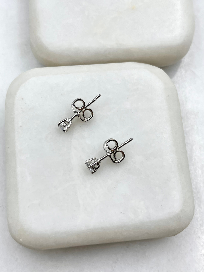 Özel Seri Minik Kristal Taş Küpe 0.3 mm Gümüş