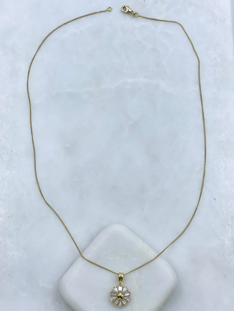 Özel Seri Baget Taşlı Minimal Yıldız Kolye 45 cm Gold