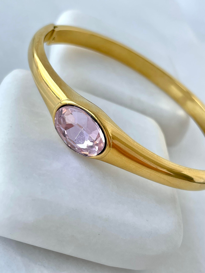 Çelik Pembe Taşlı Kelepçe