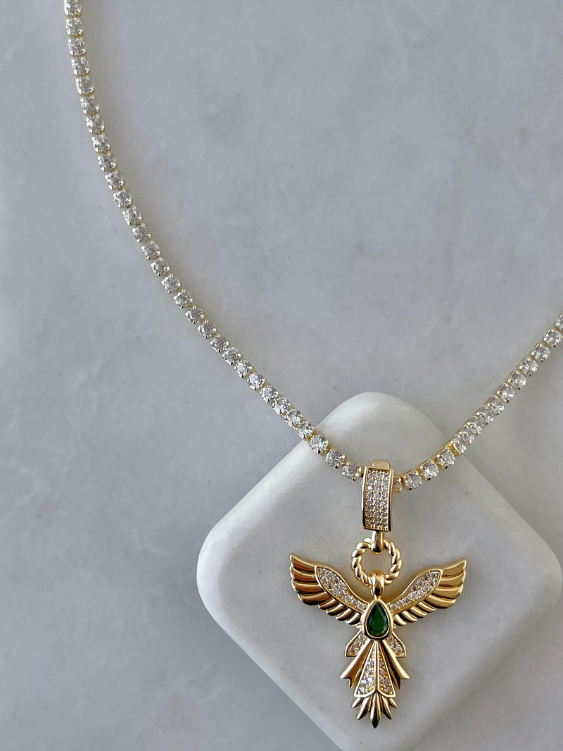 Altın Kaplama Su Yolu Anka Kuşu Kolye Gold