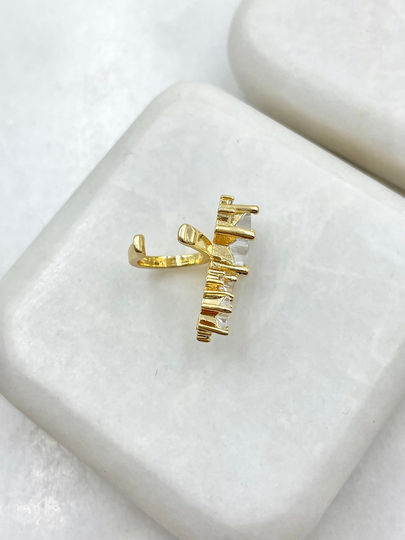 Büyük Küçük Kristal Yıldız Kıkırdak Küpe Gold