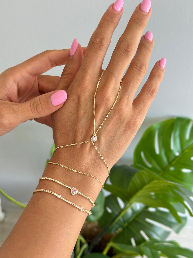 Altın Kaplama Pembe Kristal Taşlı Şahmeran Gold