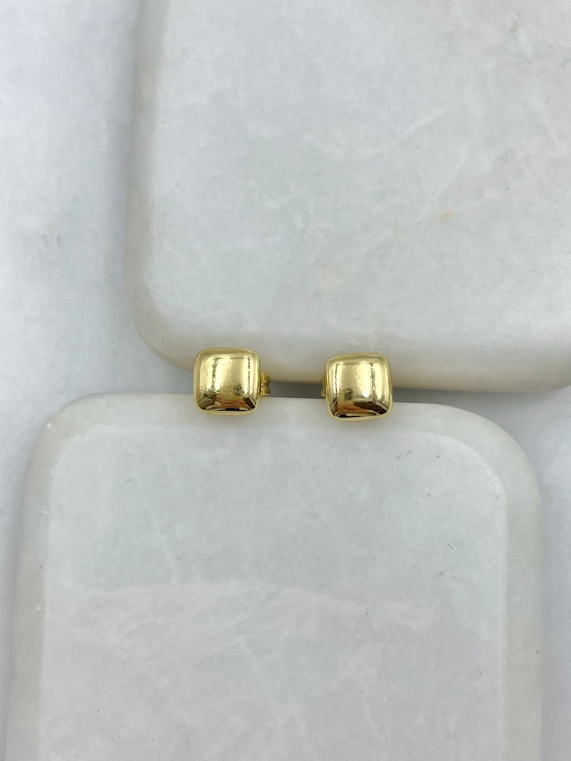 Özel Seri Minimal Bombe Kare Küpe Gold
