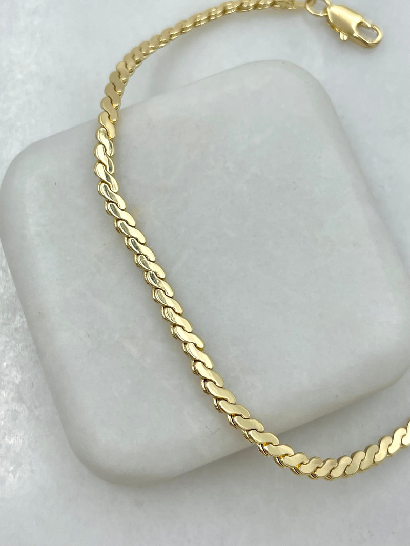 Altın Kaplama Minimal Dalga Model Bileklik Gold