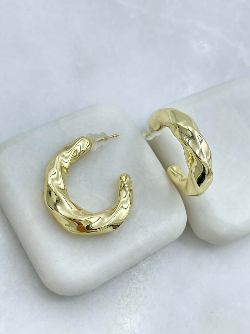 Özel Seri Yansımalı Basic Halka Küpe Gold