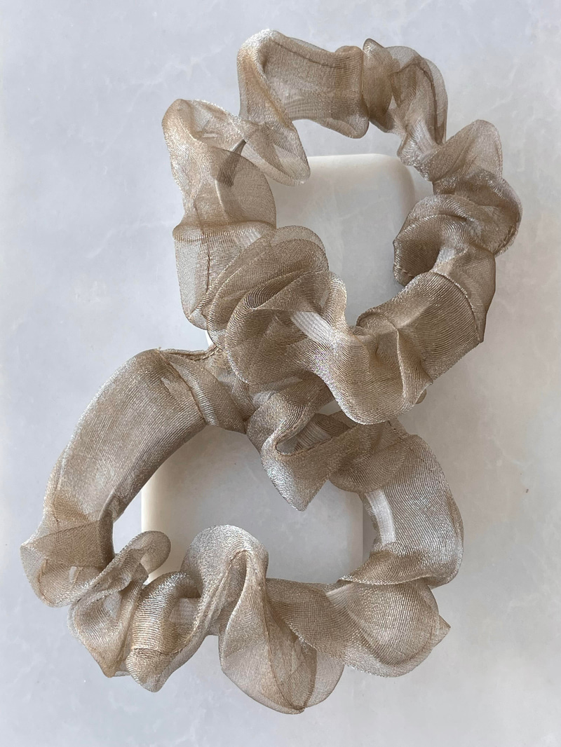 İkili Organze Tül Scrunchie Toka Vizon