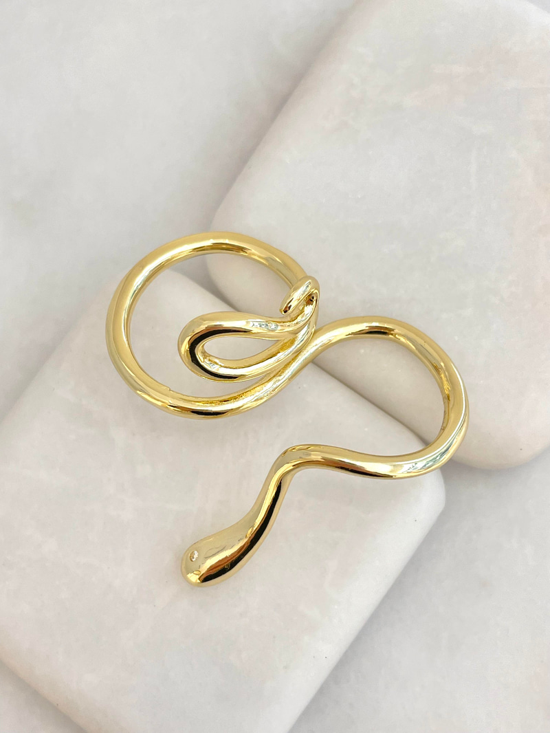 Altın Kaplama Sarmal Yılan Model Tasarım İkiz Yüzük Gold