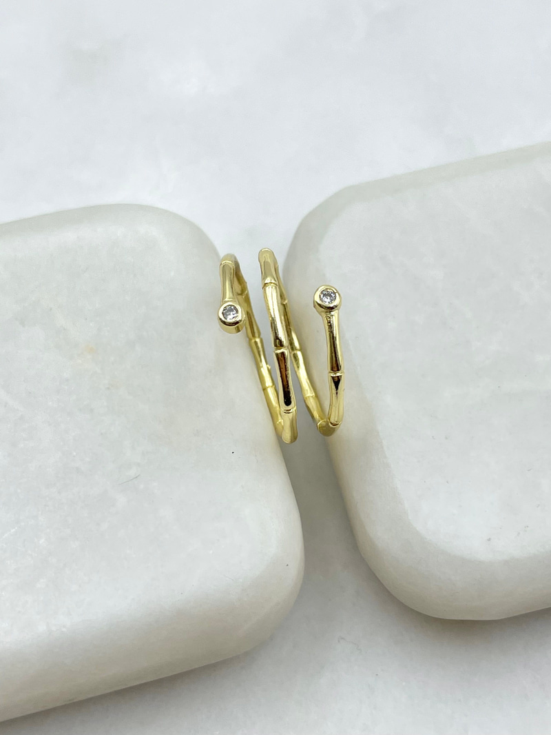 Minimal Taşlı Sarmal Yüzük Gold