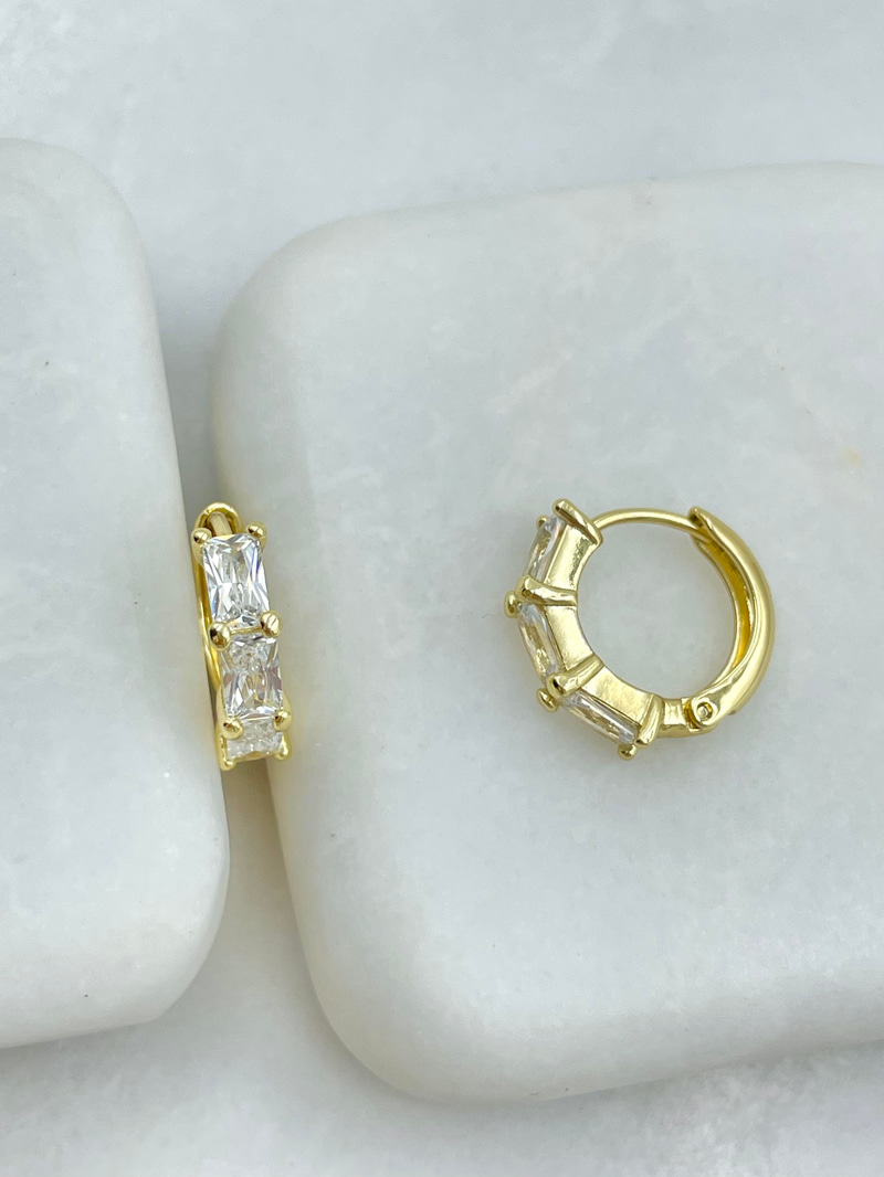 Özel Seri Üçlü Zirkon Taş Halka Küpe Gold