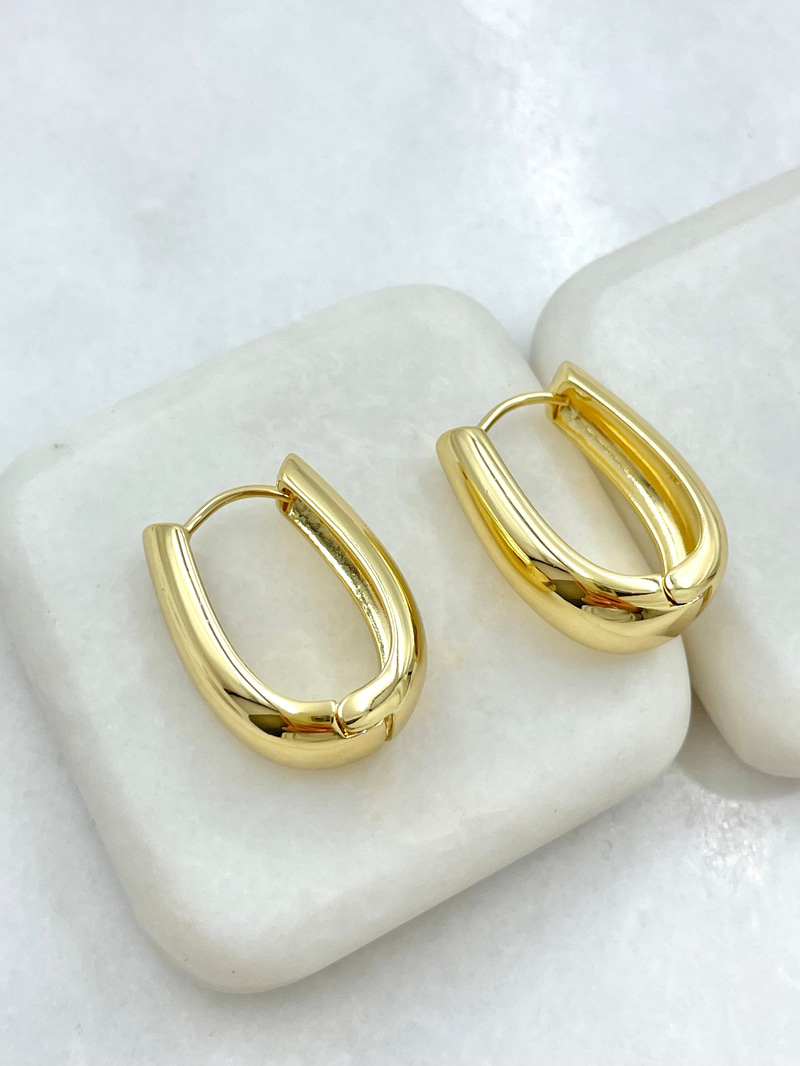Özel Seri Bombe Oval Küpe Gold