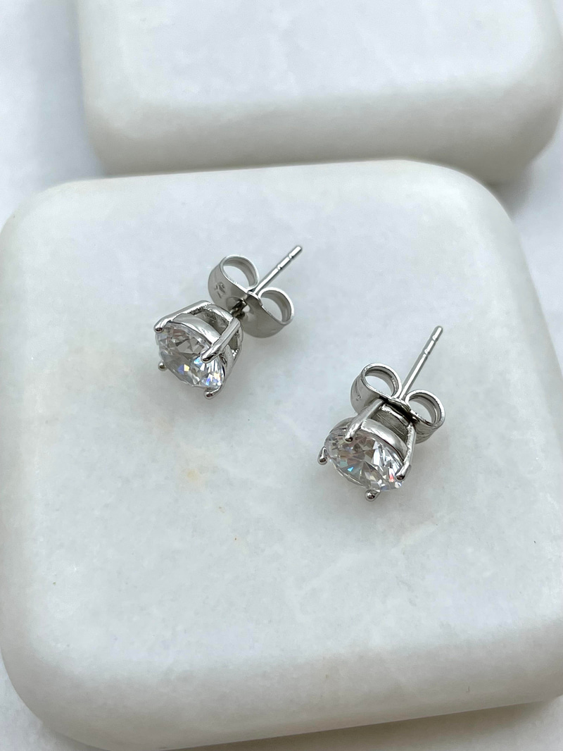 Özel Seri Kristal Taşlı Küpe 0.7 mm Gümüş