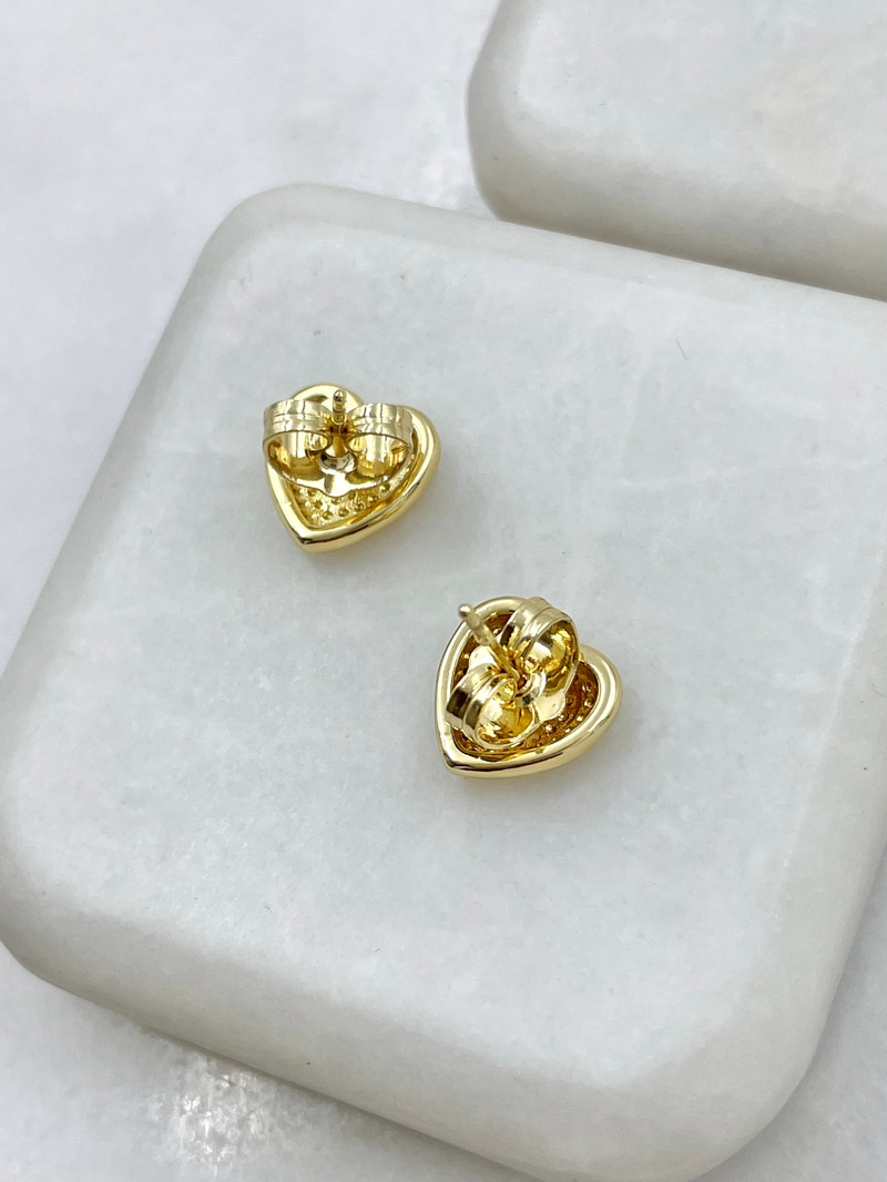 Özel Seri Plaka Kalp Küpe 1 cm Gold