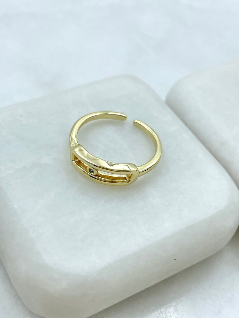 Altın Kaplama Oval Taşlı Tasarım Yüzük Gold