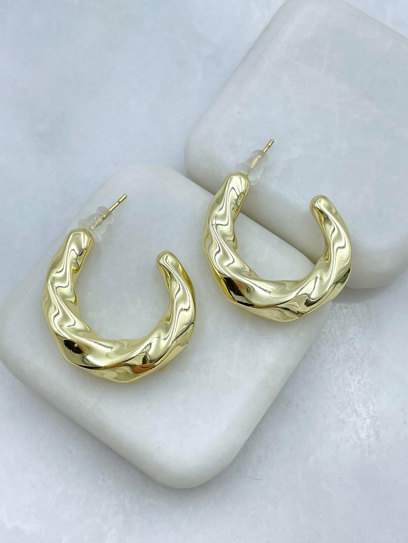 Özel Seri Yansımalı Basic Halka Küpe Gold
